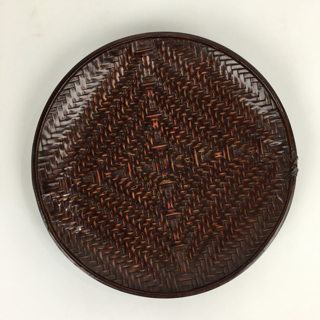 Japanese Bamboo Lacquerware Plate Vtg Bamboo Work Rantai Sara UR713