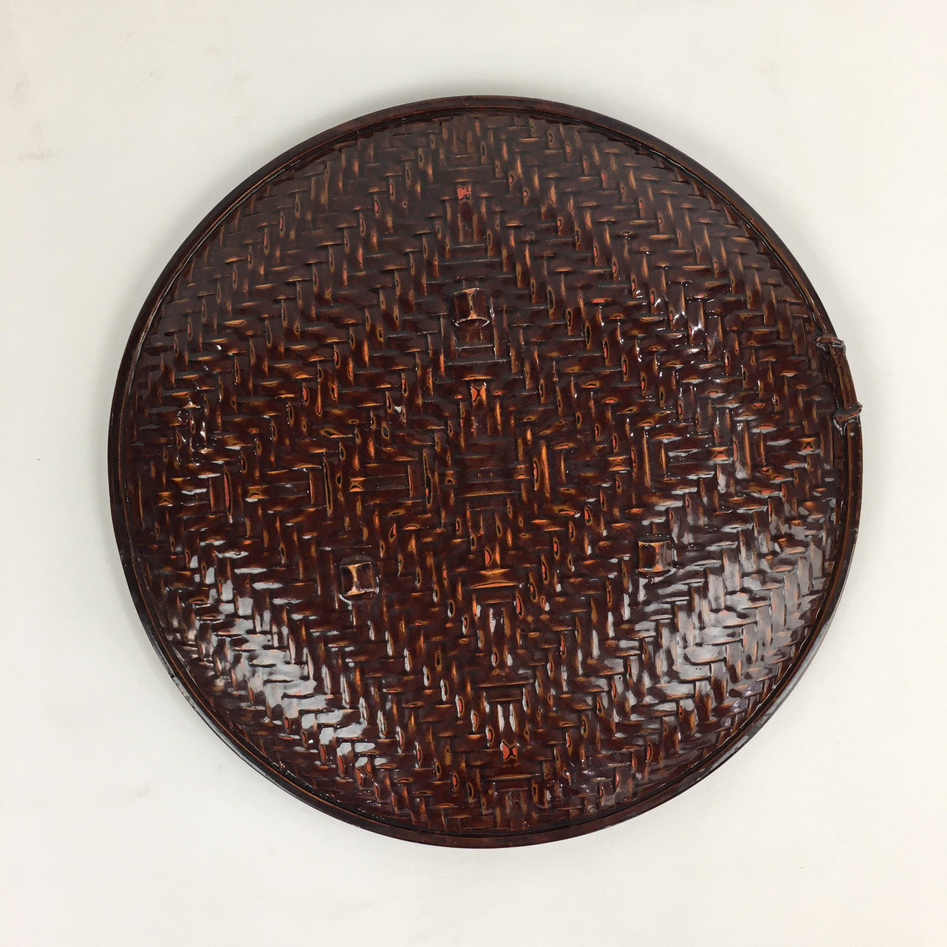 Japanese Bamboo Lacquerware Plate Vtg Bamboo Work Rantai Sara UR713