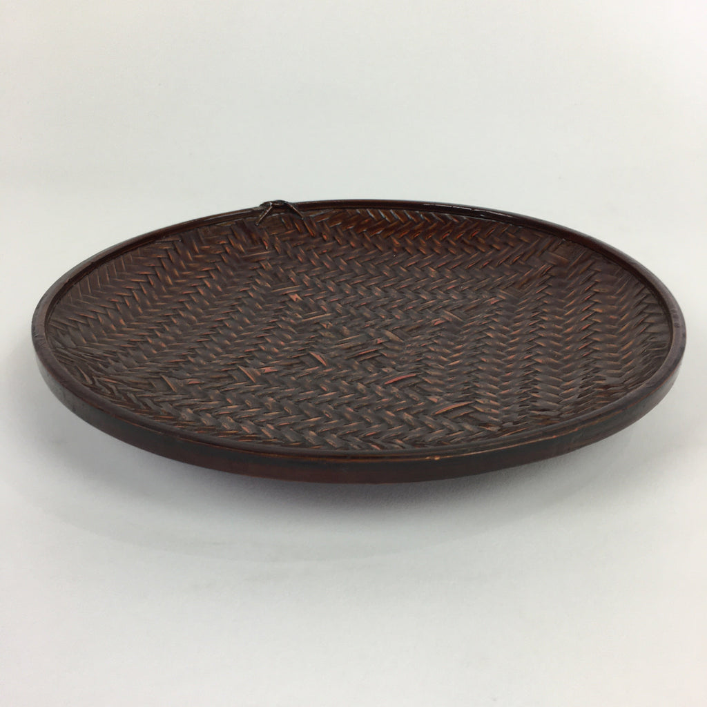 Japanese Bamboo Lacquerware Plate Vtg Bamboo Work Rantai Sara UR713