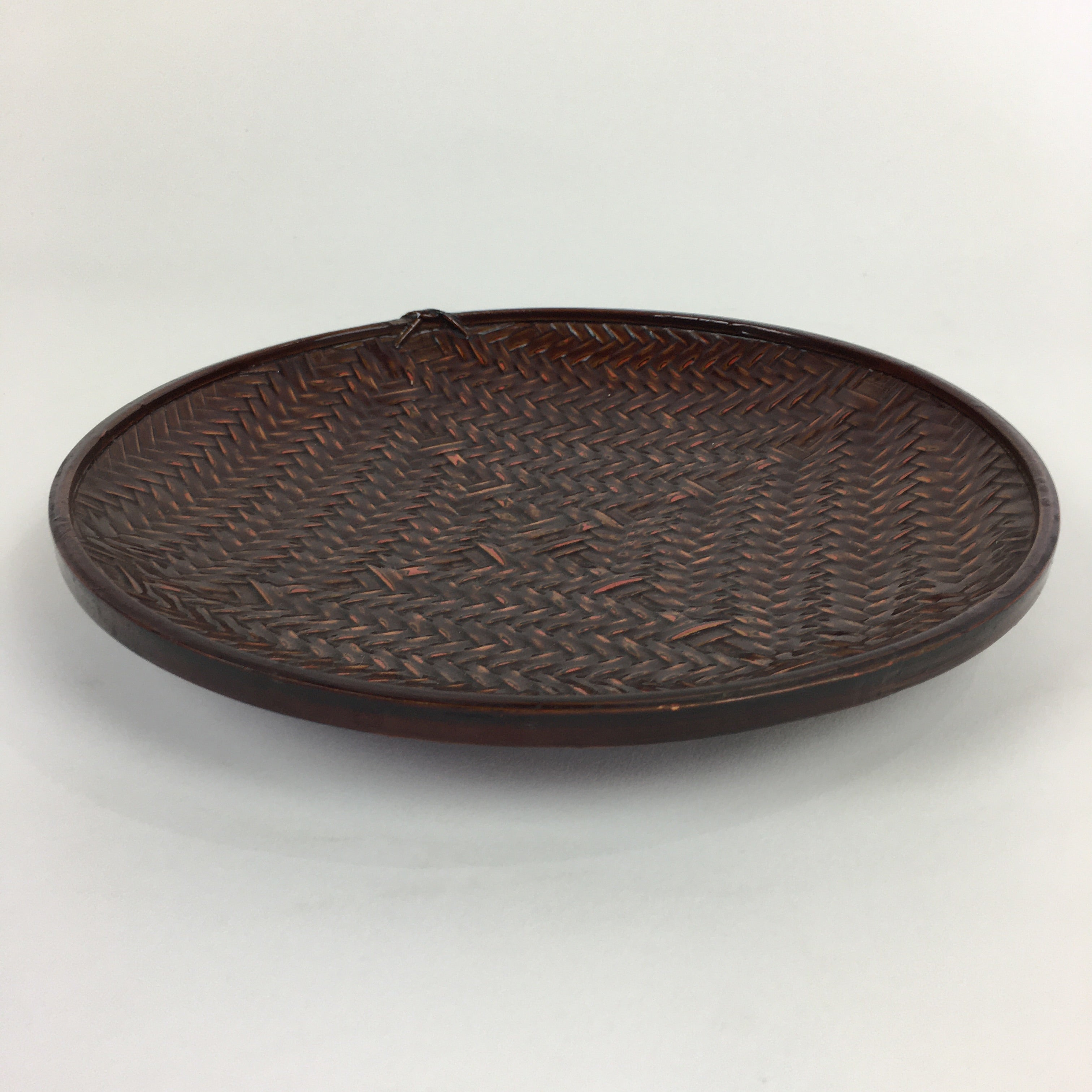 Japanese Bamboo Lacquerware Plate Vtg Bamboo Work Rantai Sara UR713