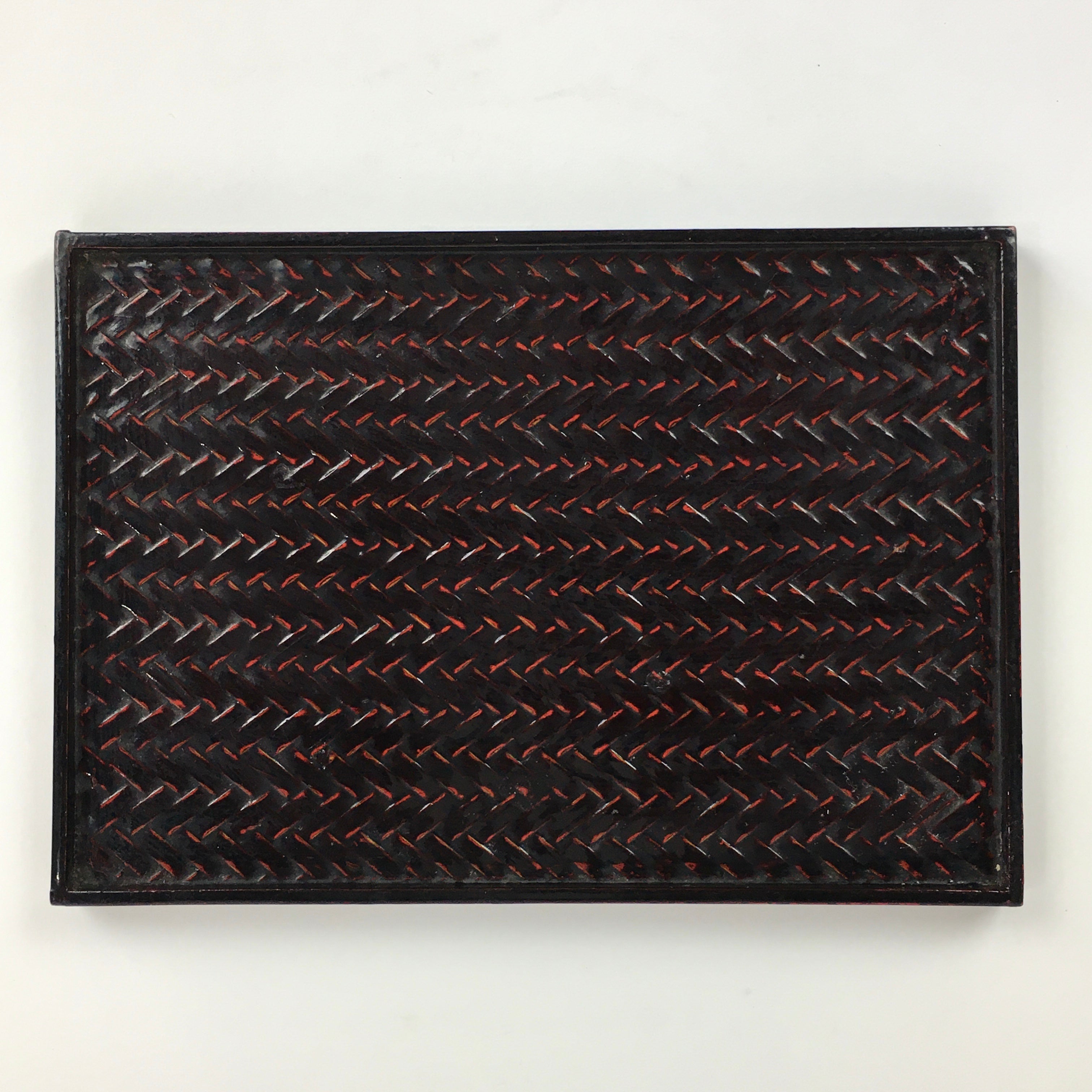 Japanese Bamboo Lacquerware Tray Vtg Bamboo Work Rantai Obon UR714