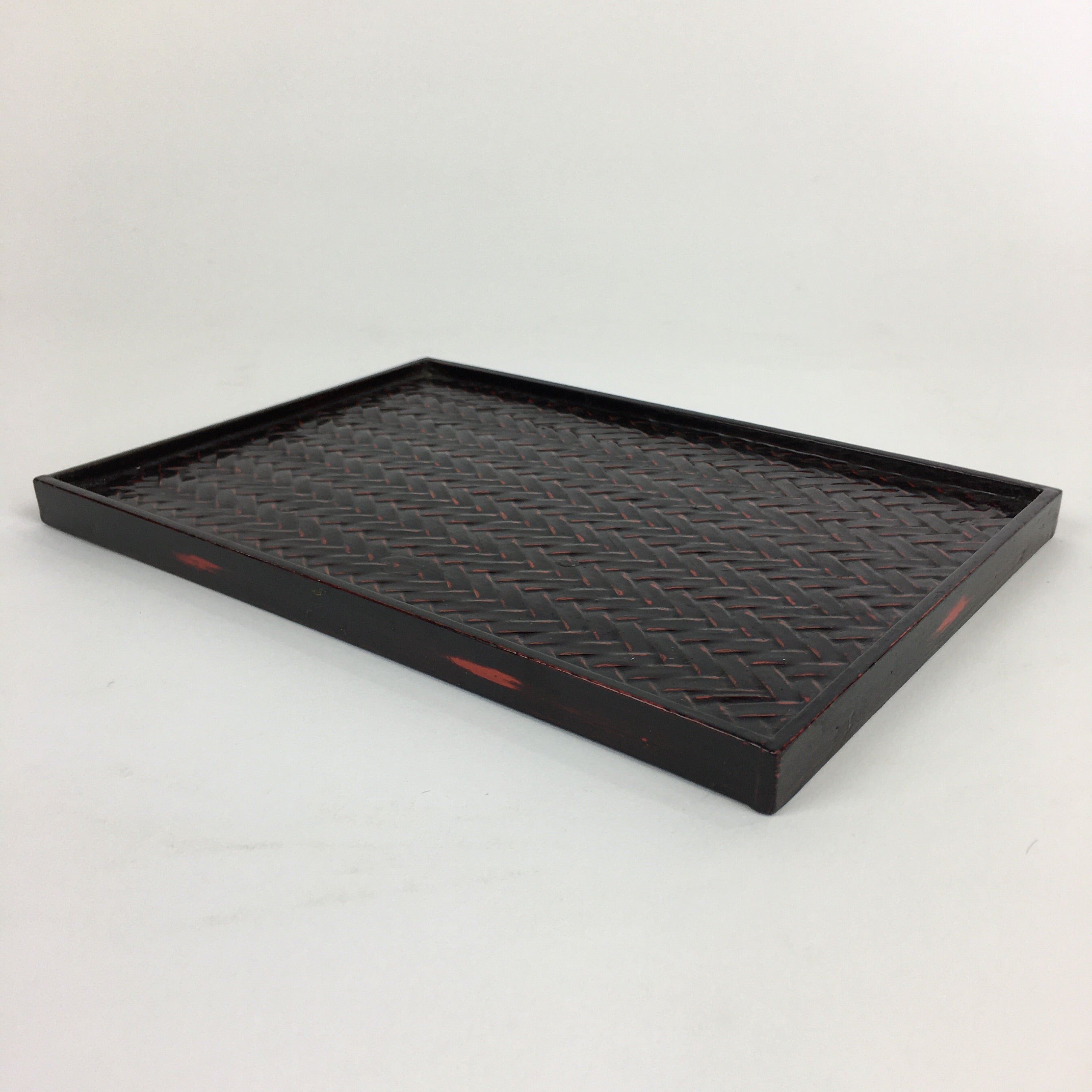 Japanese Bamboo Lacquerware Tray Vtg Bamboo Work Rantai Obon UR714