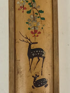 Japanese Bamboo Product Sliding Lid Toothpick Case Vtg Flower Deer Kanji Nara UR