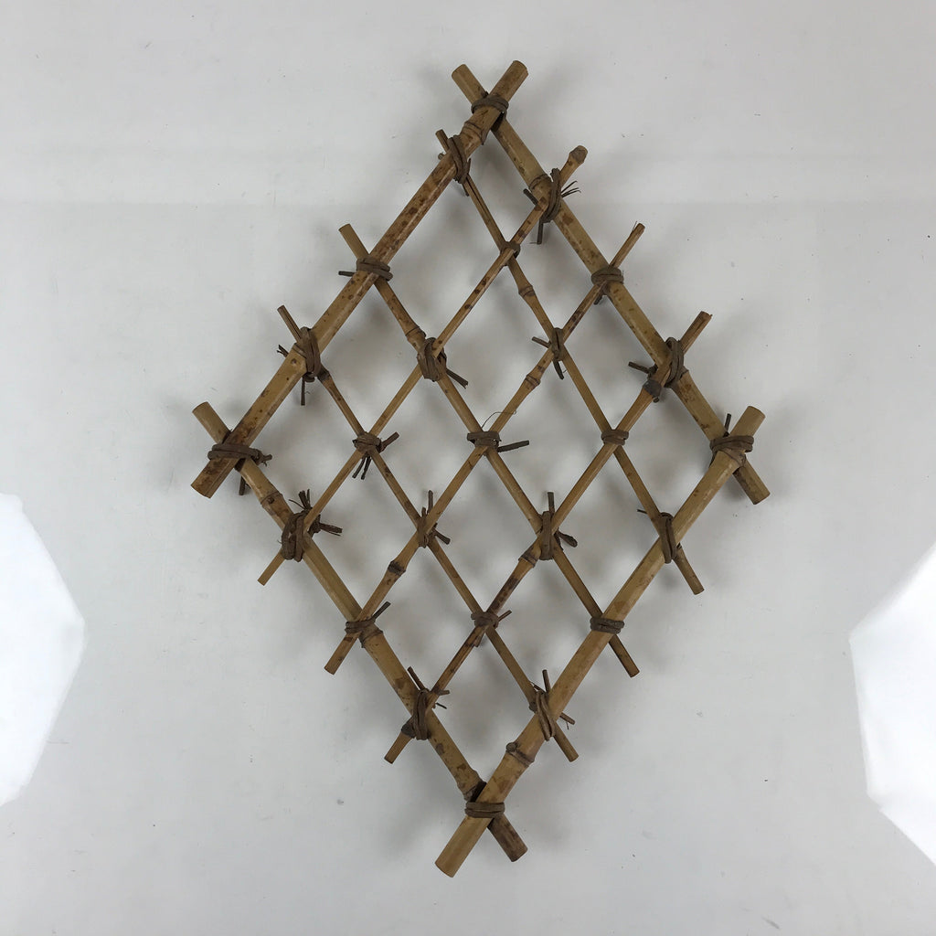 Japanese Bamboo Rhombus Lattice Wall Decoration Vtg Vine Natural Material JK468