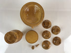Japanese Bamboo Sake Cup And Bottle Set Vtg Guinomi Tokkuri Brown PX653