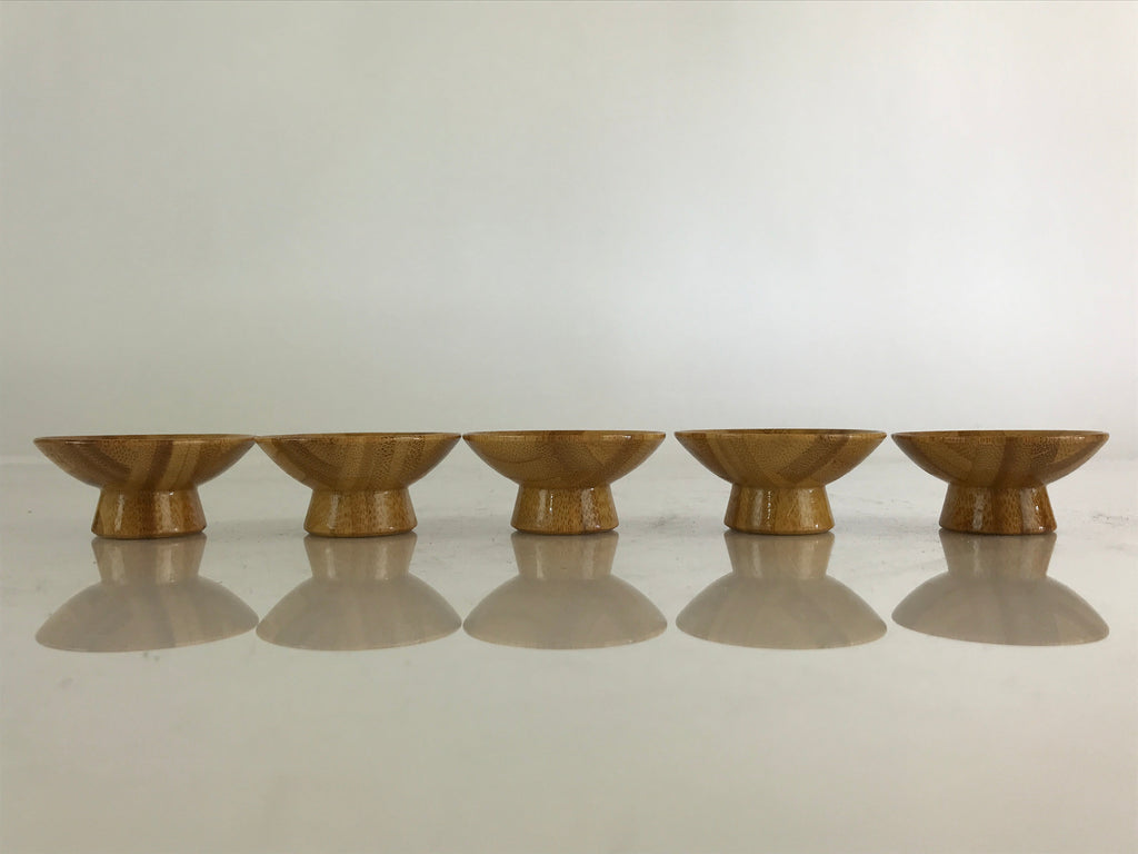 Japanese Bamboo Sake Cup And Bottle Set Vtg Guinomi Tokkuri Brown PX653