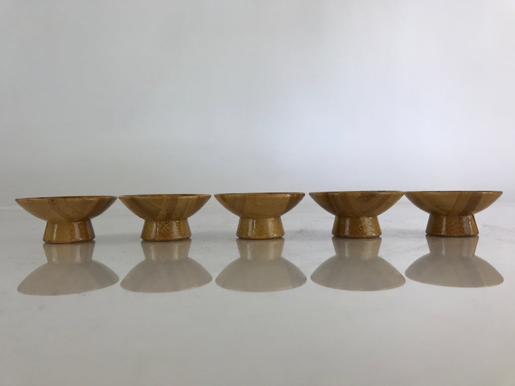 Japanese Bamboo Sake Cup And Bottle Set Vtg Guinomi Tokkuri Brown PX653