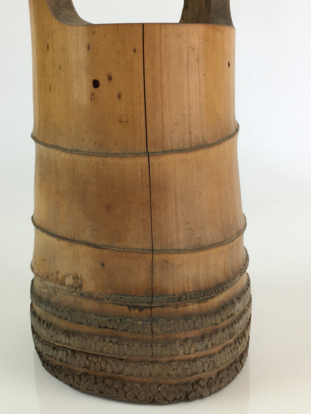 Japanese Bamboo Tube Vase Hanaire Vtg Ikebana Tea Ceremony FK10