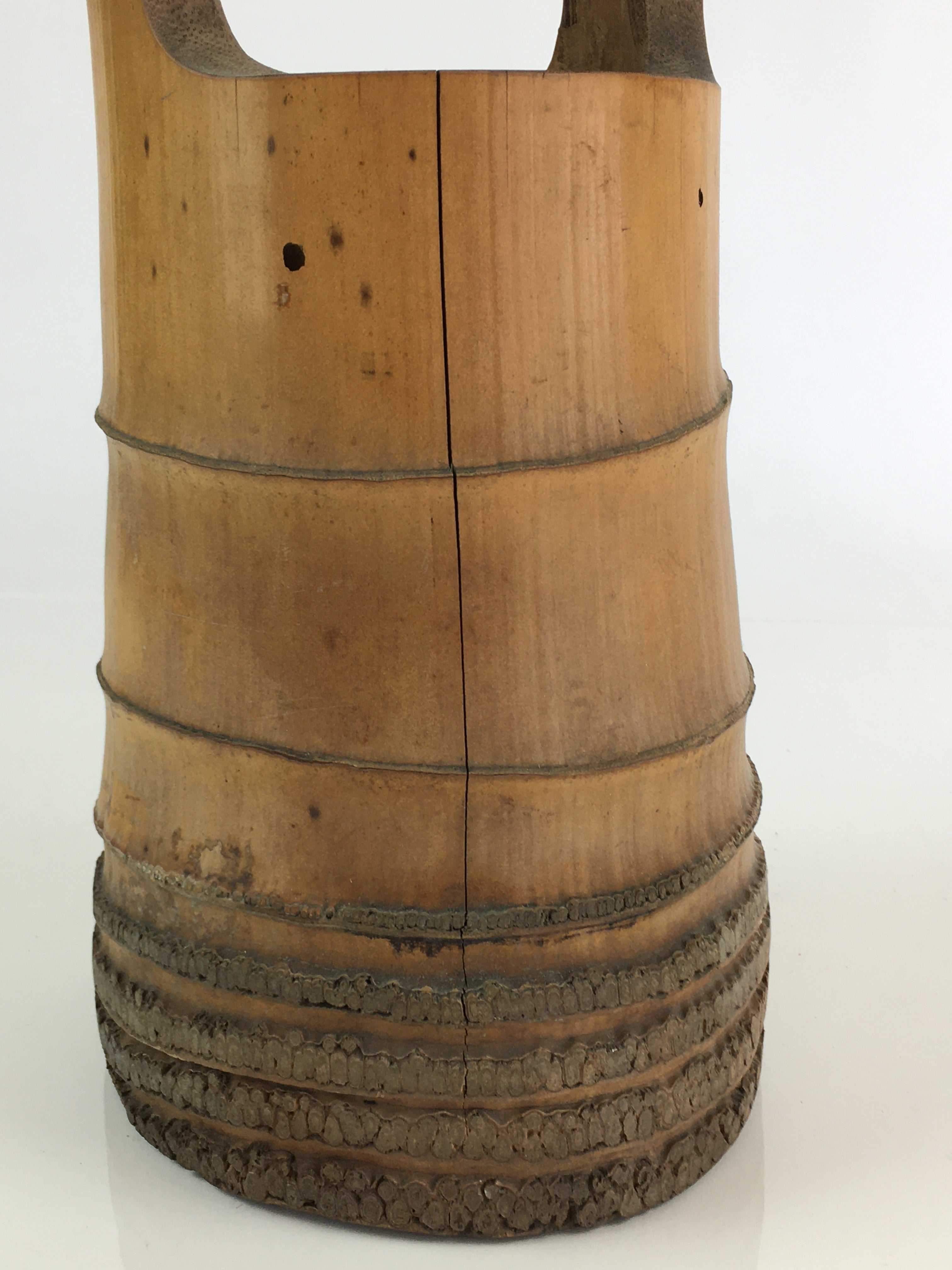 Japanese Bamboo Tube Vase Hanaire Vtg Ikebana Tea Ceremony FK10