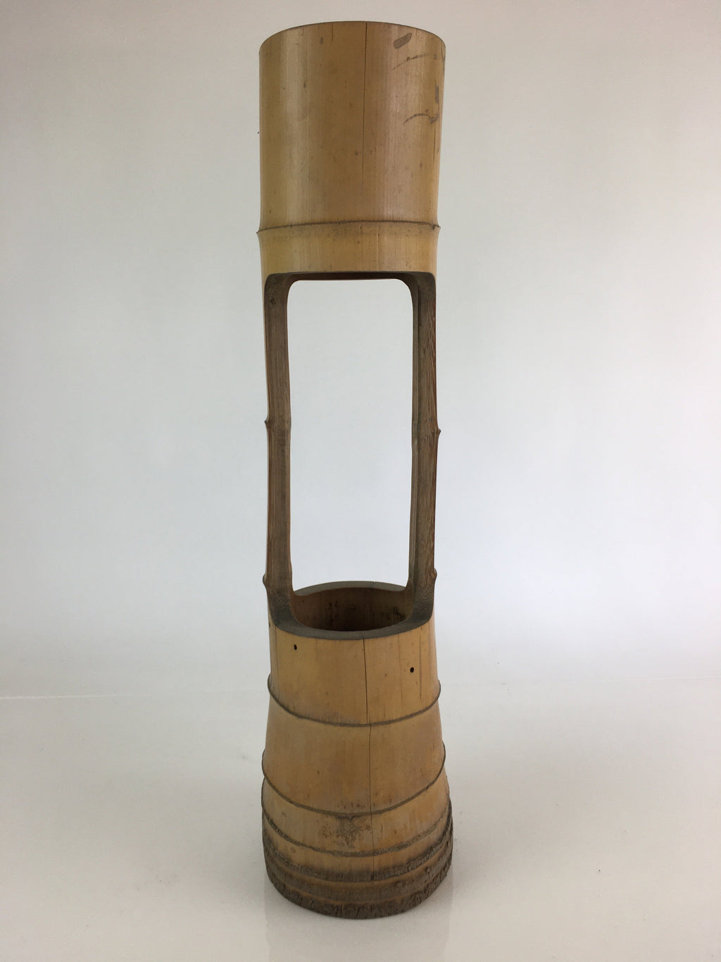 Japanese Bamboo Tube Vase Hanaire Vtg Ikebana Tea Ceremony FK10