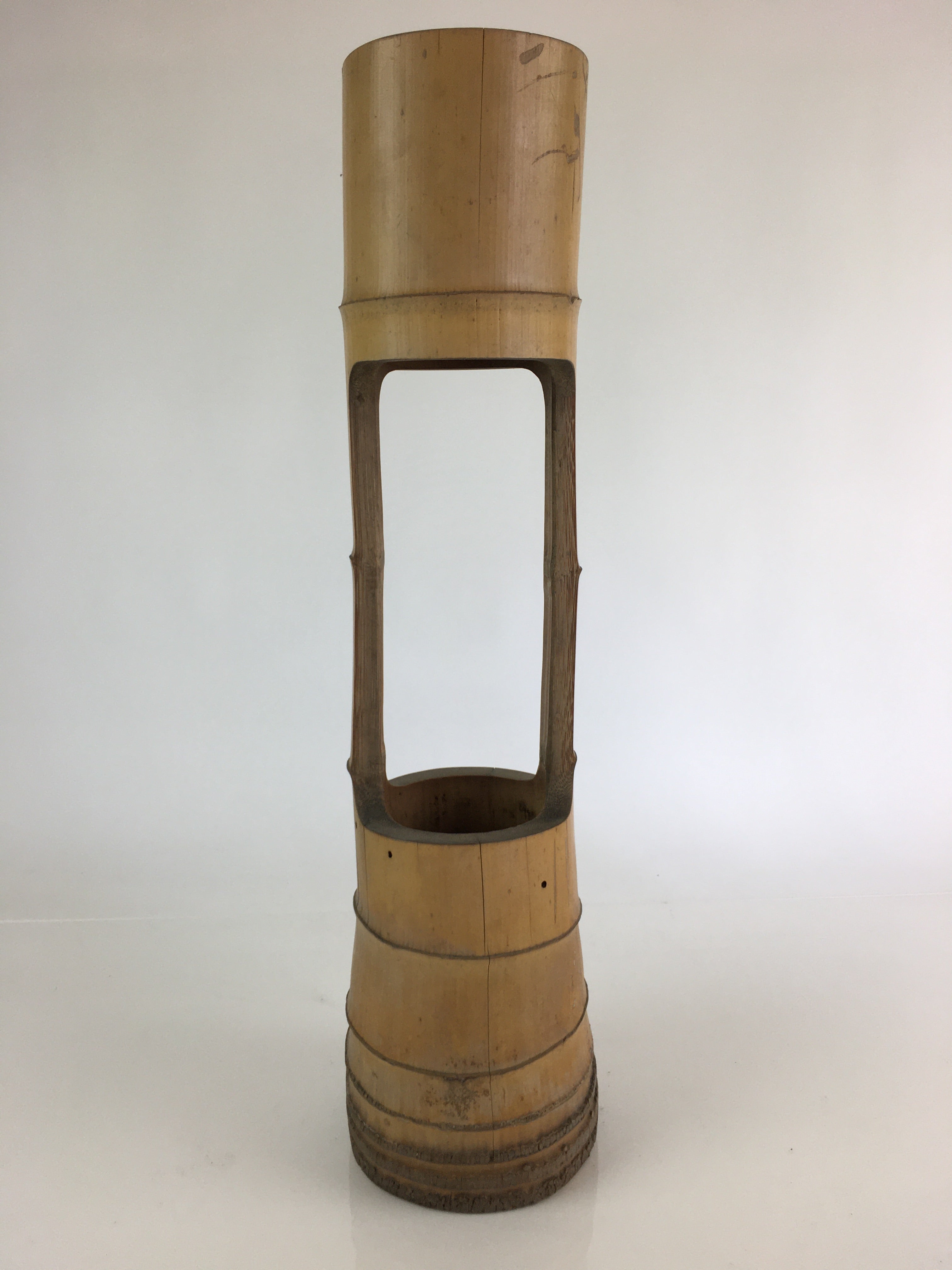 Japanese Bamboo Tube Vase Hanaire Vtg Ikebana Tea Ceremony FK10