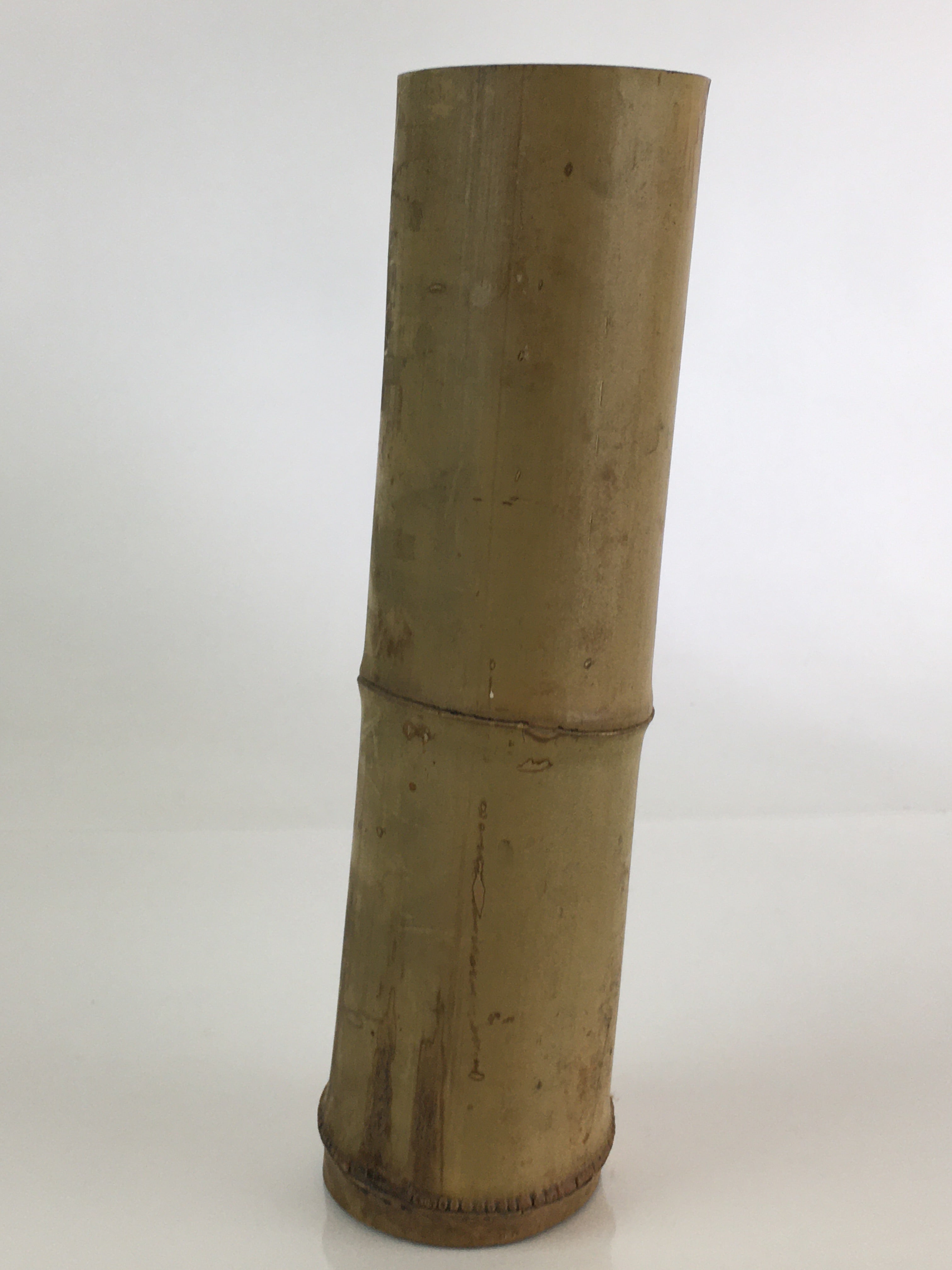 Japanese Bamboo Tube Vase Hanaire Vtg Ikebana Tea Ceremony FK7