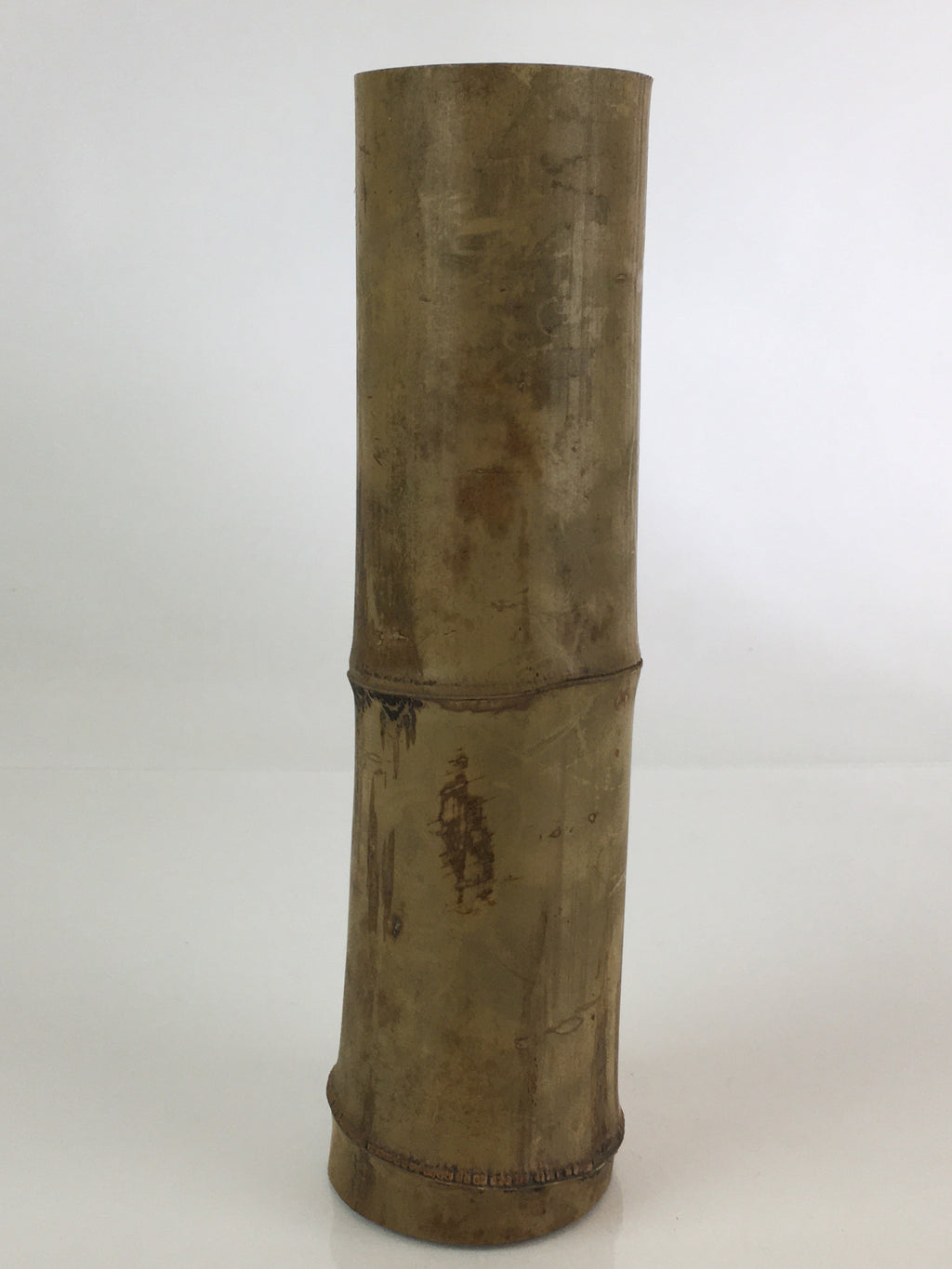 Japanese Bamboo Tube Vase Hanaire Vtg Ikebana Tea Ceremony FK7
