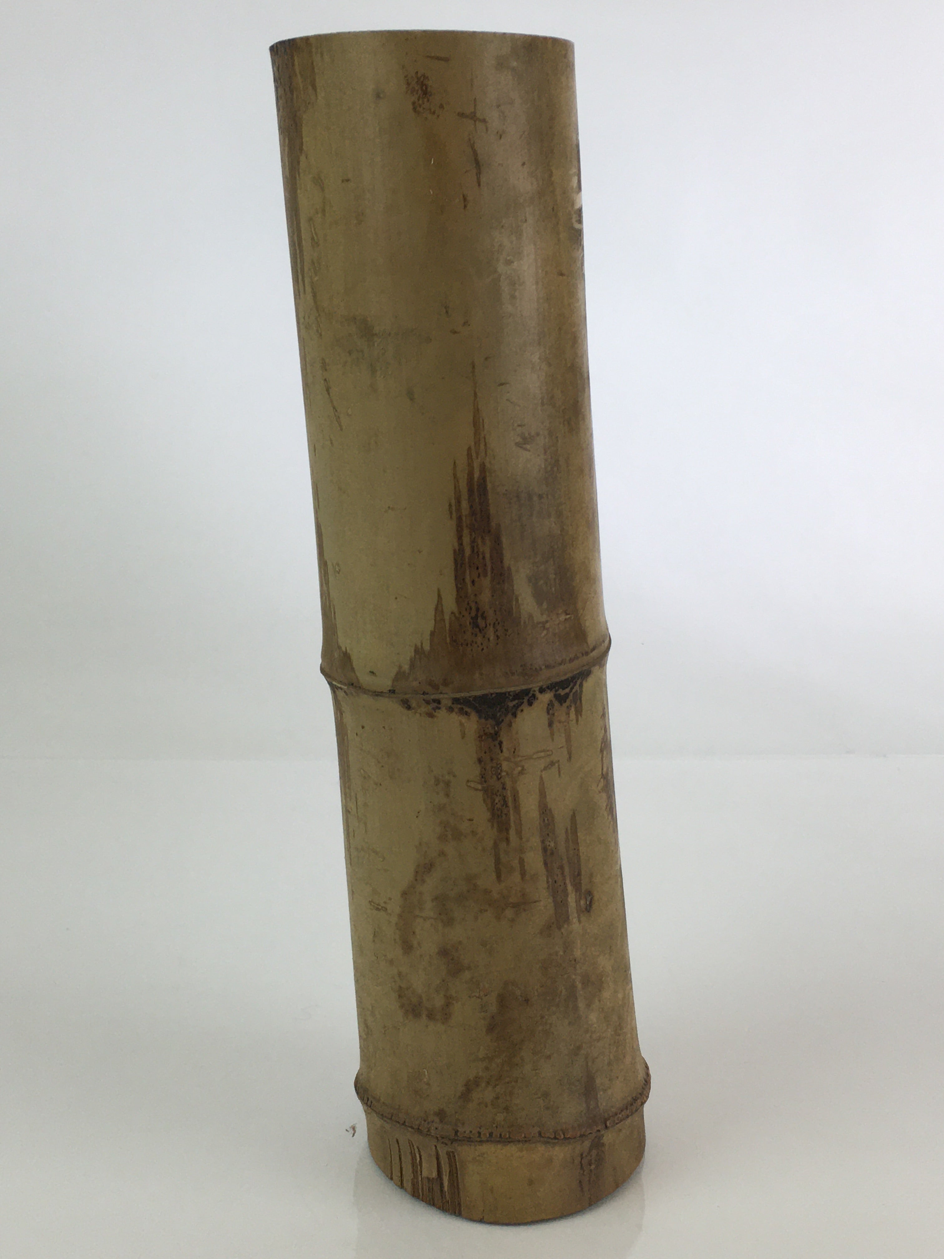 Japanese Bamboo Tube Vase Hanaire Vtg Ikebana Tea Ceremony FK7