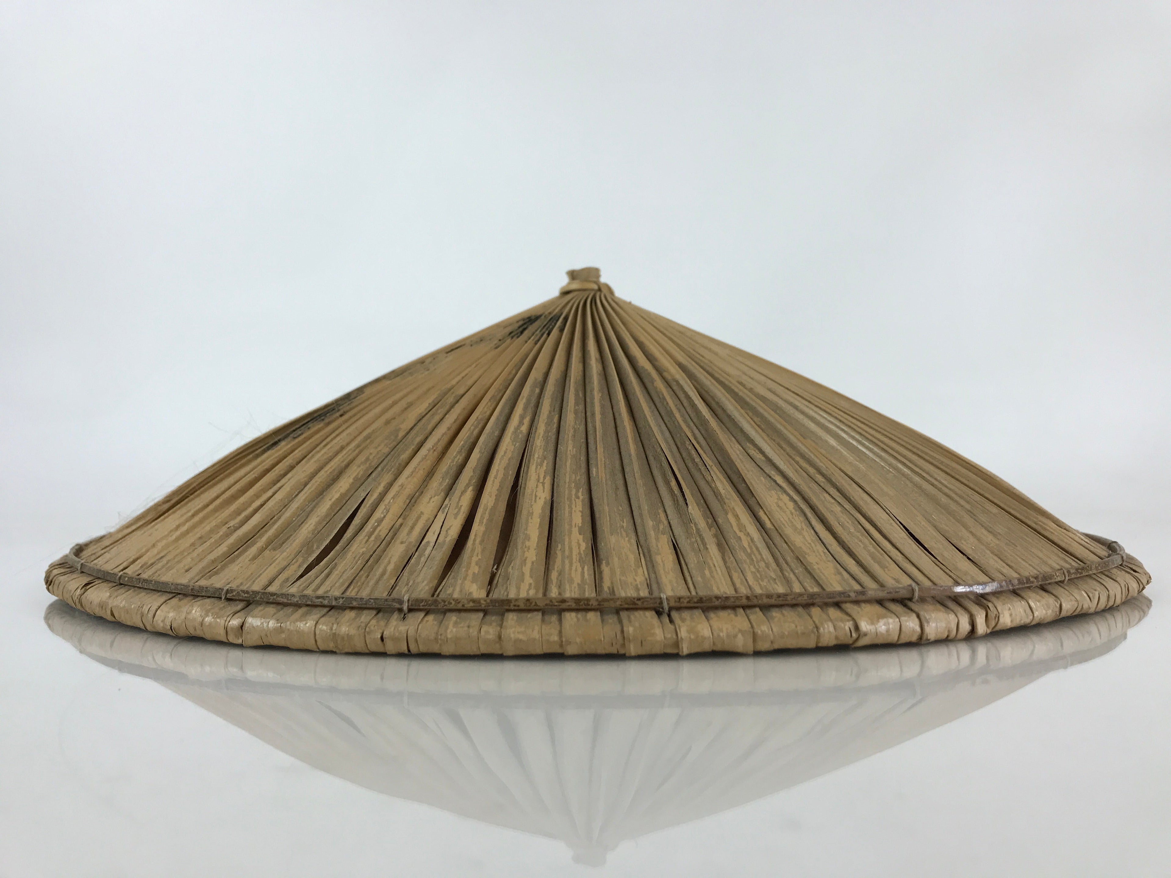 Japanese Bamboo Velvet Leaf Kasa Hat Vtg Sun Protection Dance Props JK466