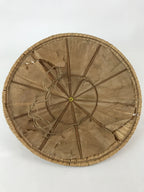 Japanese Bamboo Velvet Leaf Kasa Hat Vtg Sun Protection Dance Props JK466