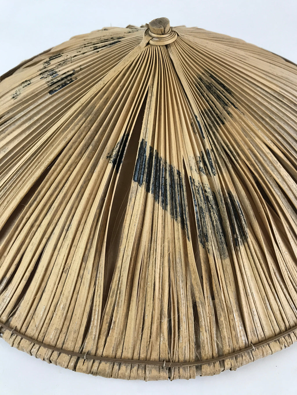 Japanese Bamboo Velvet Leaf Kasa Hat Vtg Sun Protection Dance Props JK466