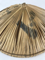 Japanese Bamboo Velvet Leaf Kasa Hat Vtg Sun Protection Dance Props JK466