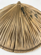 Japanese Bamboo Velvet Leaf Kasa Hat Vtg Sun Protection Dance Props JK466