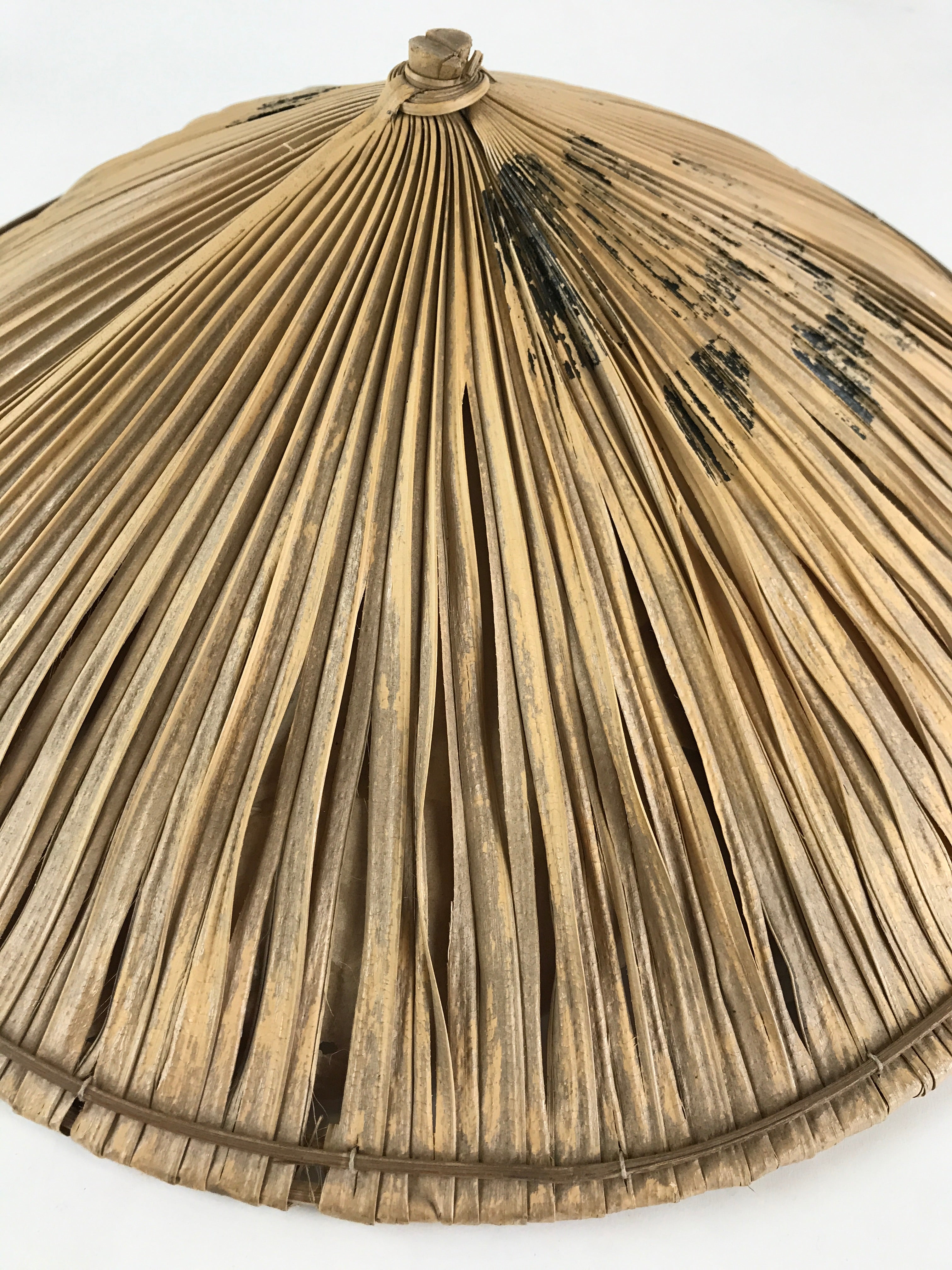 Japanese Bamboo Velvet Leaf Kasa Hat Vtg Sun Protection Dance Props JK466