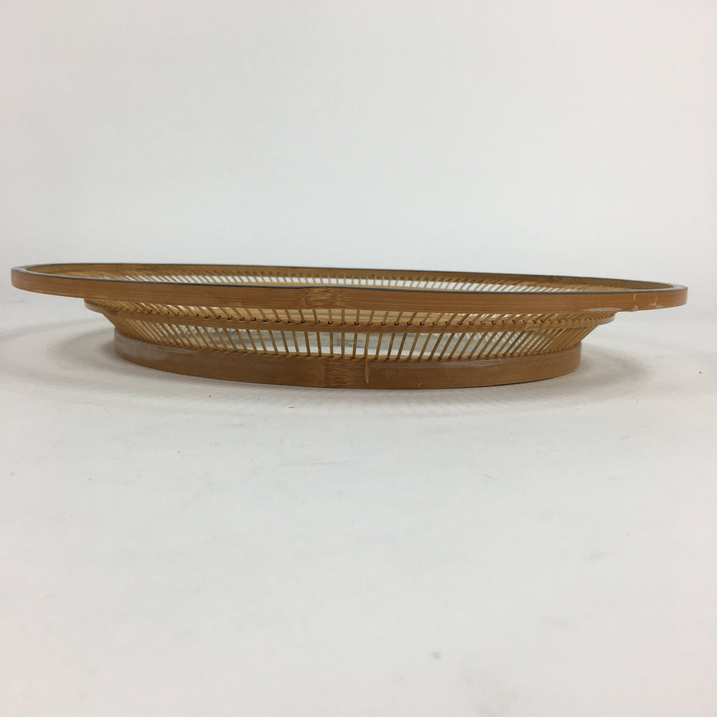 Japanese Bamboo Work Plate Tray Vtg Butterfly See-through Round Shape FL10