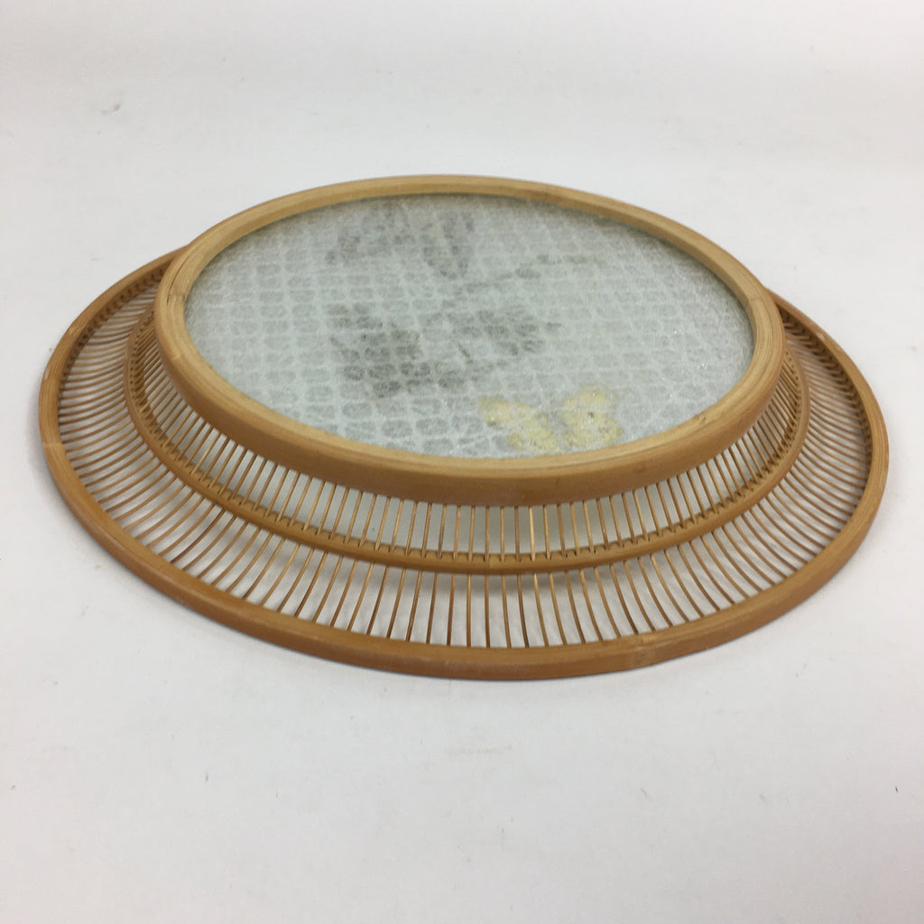 Japanese Bamboo Work Plate Tray Vtg Butterfly See-through Round Shape FL10