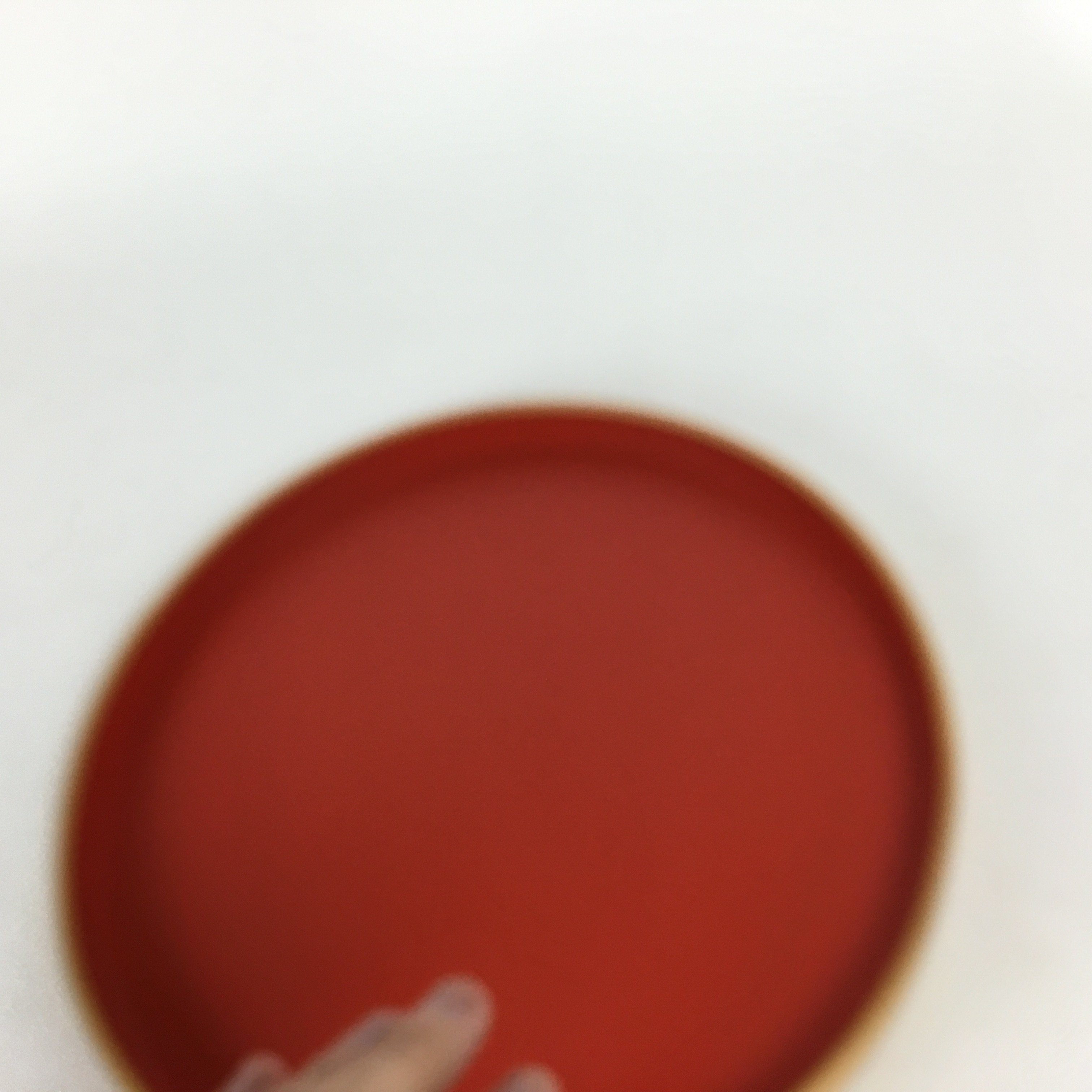 Japanese Bentwood Lacquered Tray Obon Vtg Nutural Wood Round Red UR579