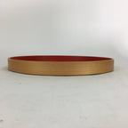 Japanese Bentwood Lacquered Tray Obon Vtg Nutural Wood Round Red UR579