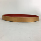 Japanese Bentwood Lacquered Tray Obon Vtg Nutural Wood Round Red UR579