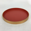 Japanese Bentwood Lacquered Tray Obon Vtg Nutural Wood Round Red UR579