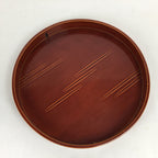 Japanese Bentwood Lacquered Tray Obon Vtg Shunkei-Nuri Round Brown UR582