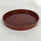 Japanese Bentwood Lacquered Tray Obon Vtg Shunkei-Nuri Round Brown UR582