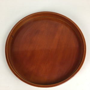 Japanese Bentwood Lacquered Tray Obon Vtg Shunkei-Nuri Round Brown UR635