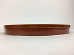 Japanese Bentwood Lacquered Tray Obon Vtg Shunkei-Nuri Round Brown UR635