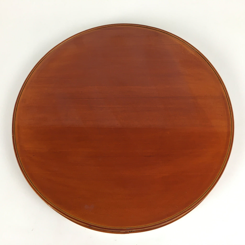 Japanese Bentwood Lacquered Tray Obon Vtg Shunkei-Nuri Round Brown UR635