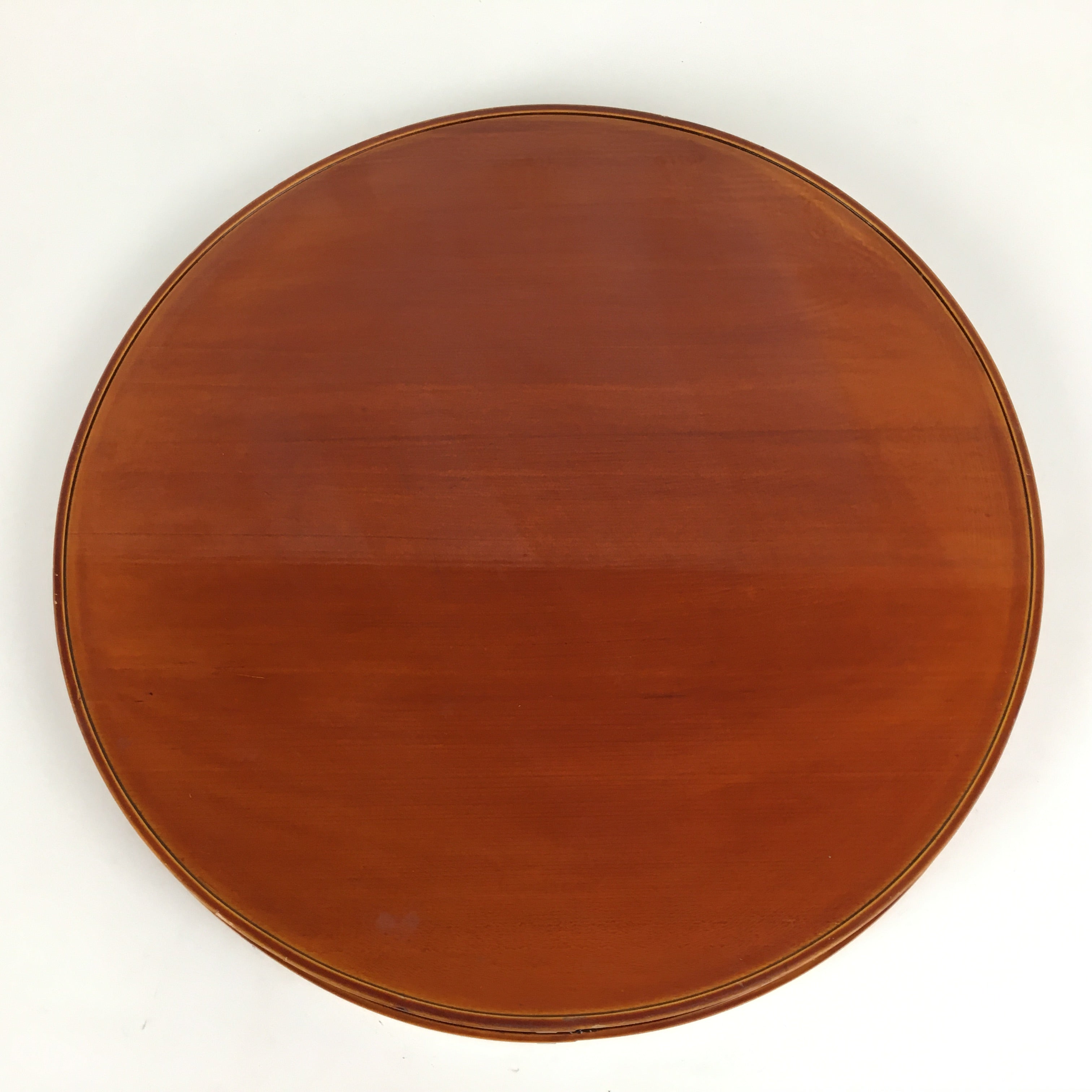 Japanese Bentwood Lacquered Tray Obon Vtg Shunkei-Nuri Round Brown UR635