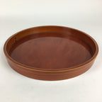 Japanese Bentwood Lacquered Tray Obon Vtg Shunkei-Nuri Round Brown UR635
