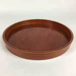 Japanese Bentwood Lacquered Tray Obon Vtg Shunkei-Nuri Round Brown UR635