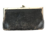 Japanese Black Leather Wallet Purse Clasp Vtg Inner Coin Section Showa Era JK483