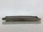 Japanese Black Leather Wallet Purse Clasp Vtg Inner Coin Section Showa Era JK483