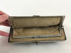 Japanese Black Leather Wallet Purse Clasp Vtg Inner Coin Section Showa Era JK483