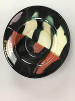 Japanese Black Porcelain Ashtray Vtg Haizara Red Gold Kanji 1967 Baseball PT7