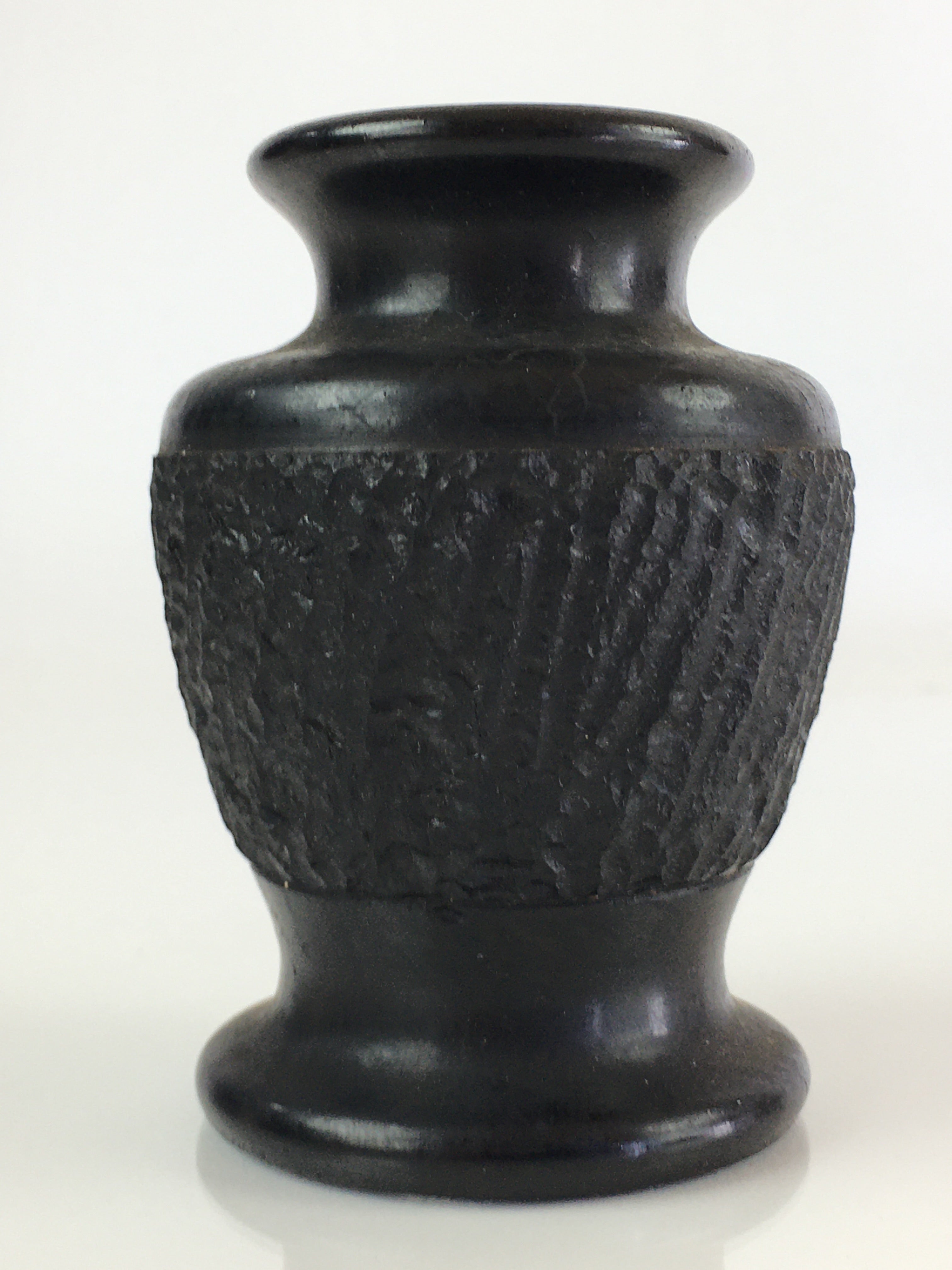 Japanese Black Stone Flower Vase Vtg Kabin Ikebana Arrangement Flower FV998