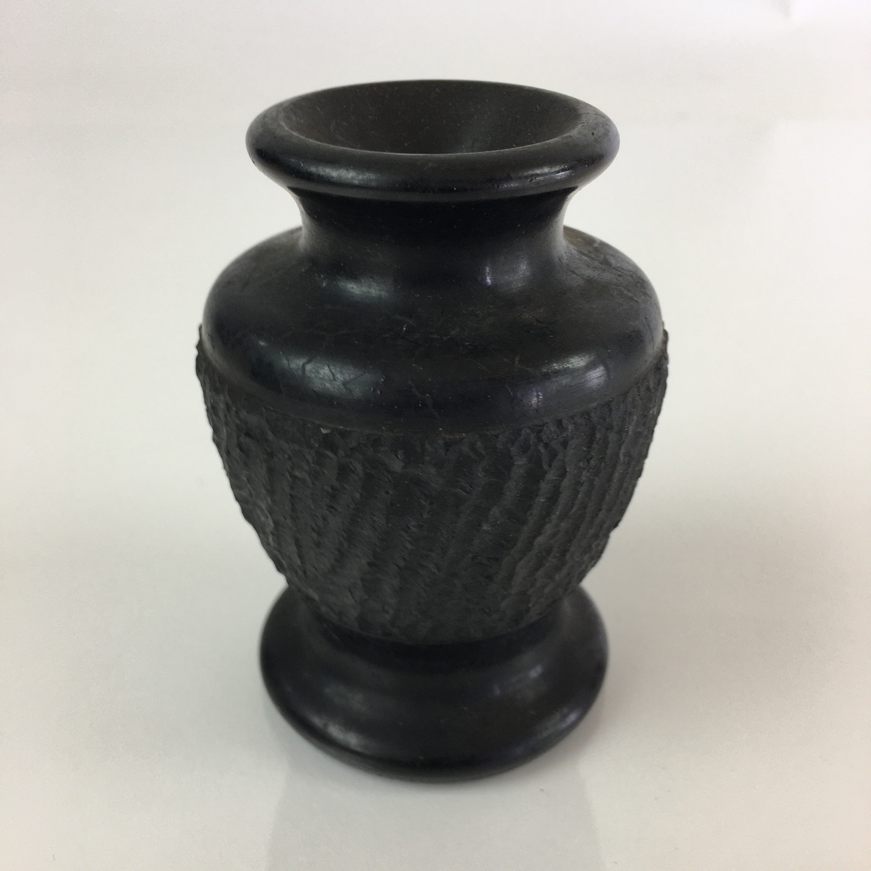 Japanese Black Stone Flower Vase Vtg Kabin Ikebana Arrangement Flower FV998