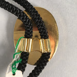 Japanese Bolo Tie Vtg Necklace Oval Green Stone Clasp Black String JK35