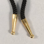 Japanese Bolo Tie Vtg Necklace Oval Green Stone Clasp Black String JK35