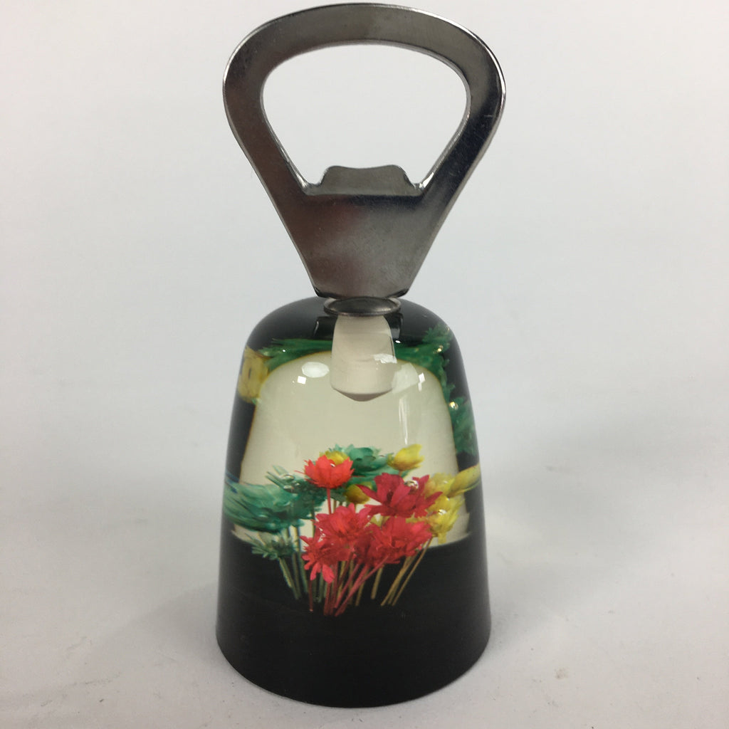 Japanese Bottle Opener Display Vtg Resin Flower Ornament Sen-nuki Black JK201