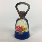 Japanese Bottle Opener Display Vtg Resin Flower Ornament Sen-nuki Blue JK200