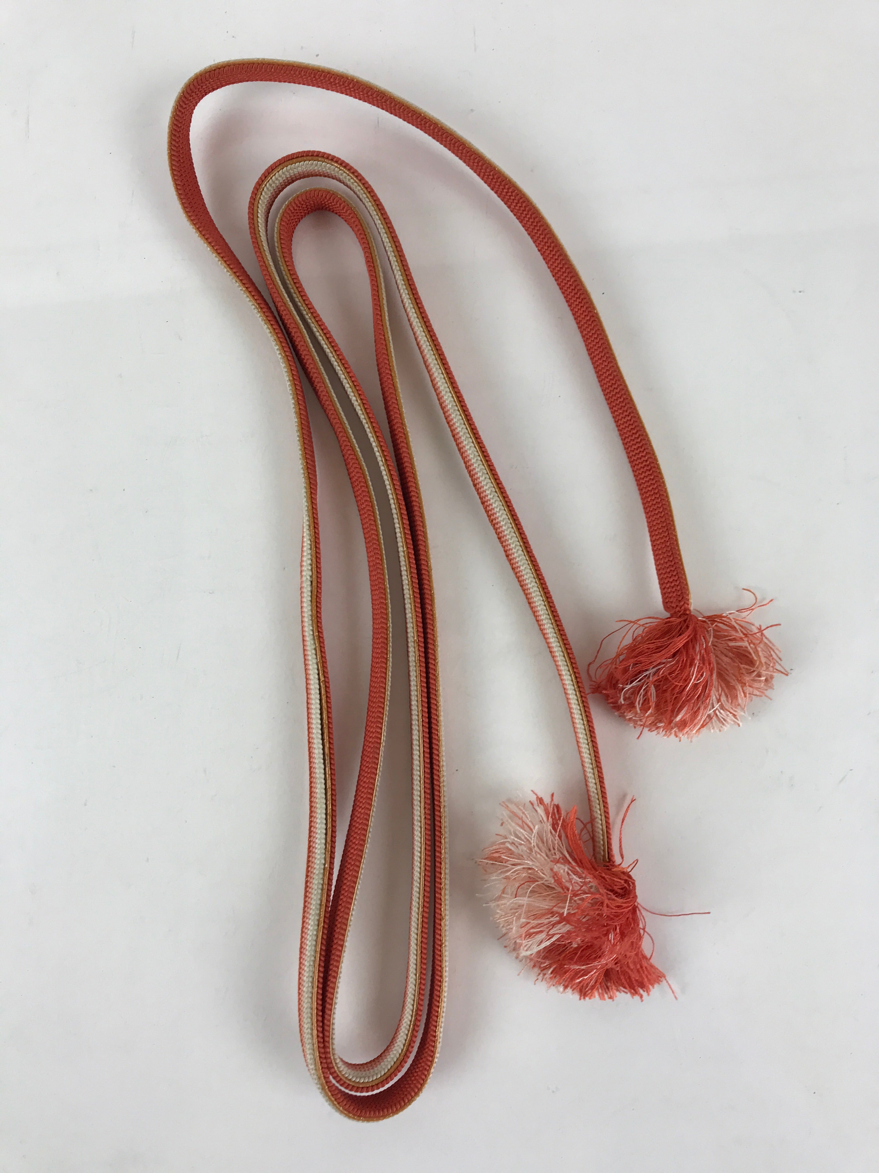 Japanese Boxed Obijime Kimono Accessory Silk Kumihimo Kimono Orange White OJ162