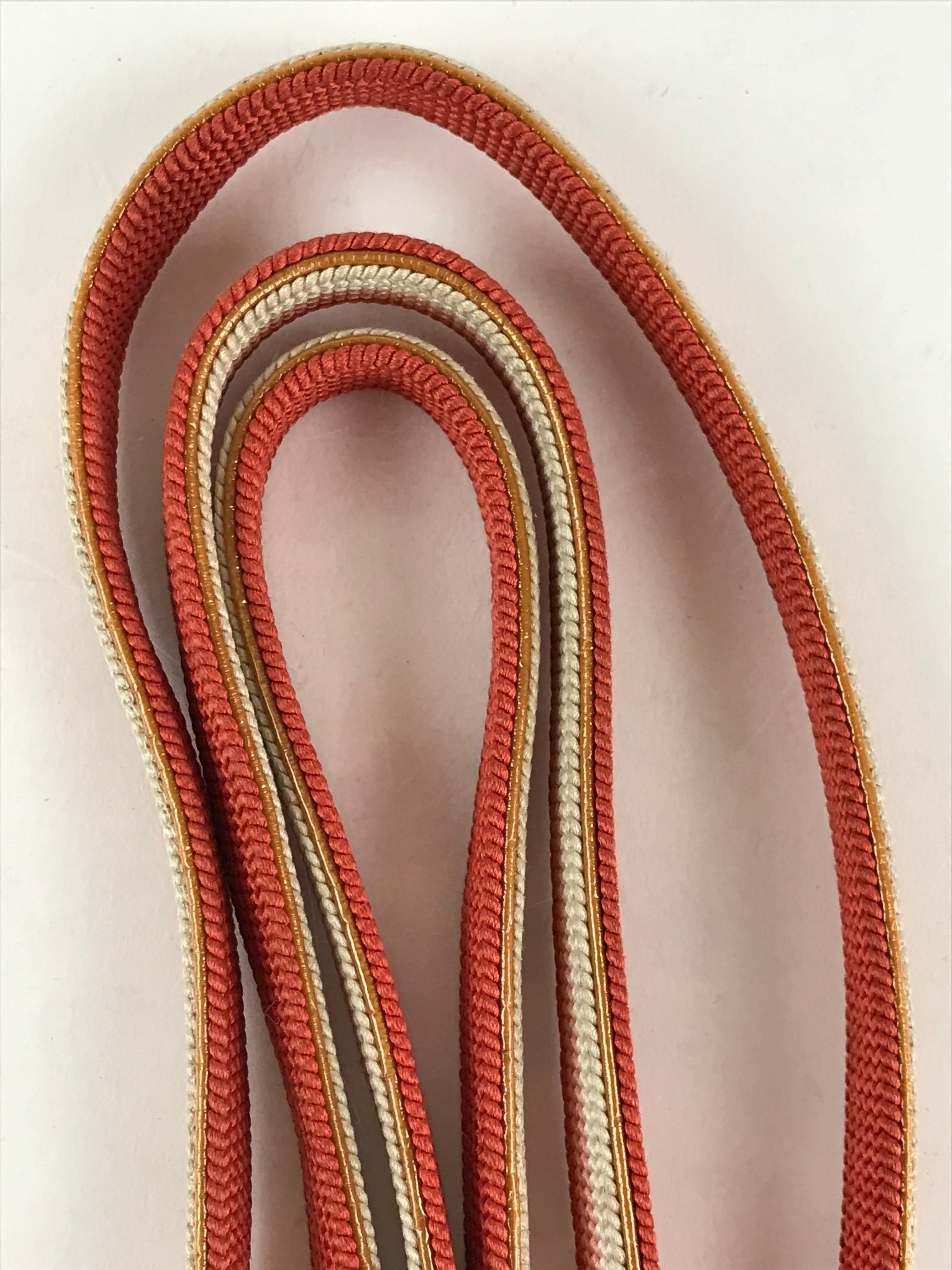 Japanese Boxed Obijime Kimono Accessory Silk Kumihimo Kimono Orange White OJ162